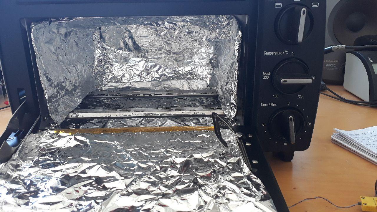 Modified toaster oven for reflow soldering